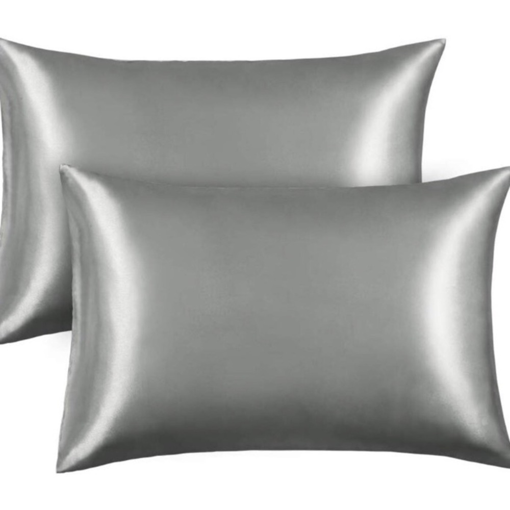 Two Satin pillowcases (2) silver/gray Standard